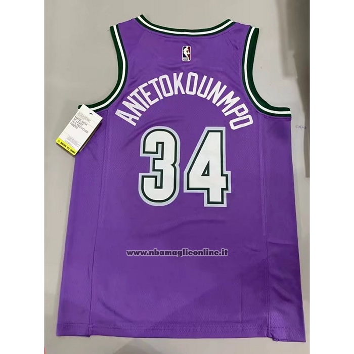 Maglia Milwaukee Bucks Giannis Antetokounmpo #34 Classic 2022-23 Viola